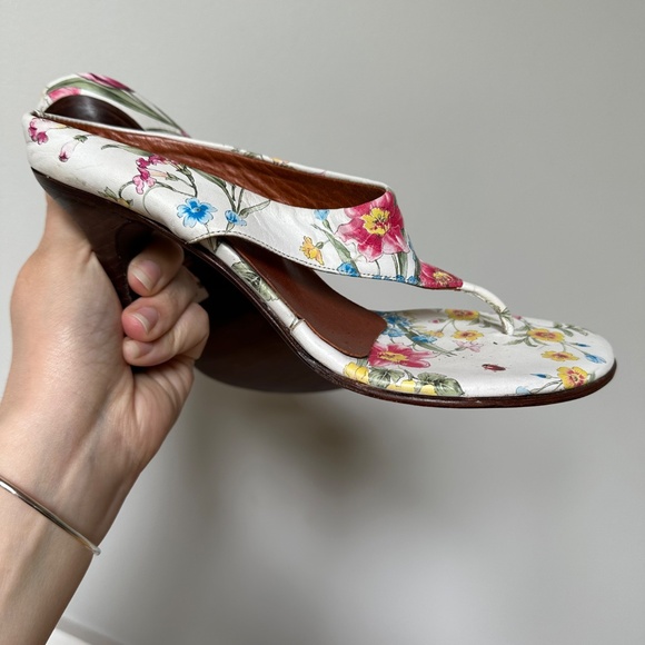 Louis Feraud T Strap Floral Heels - Picture 1 of 9